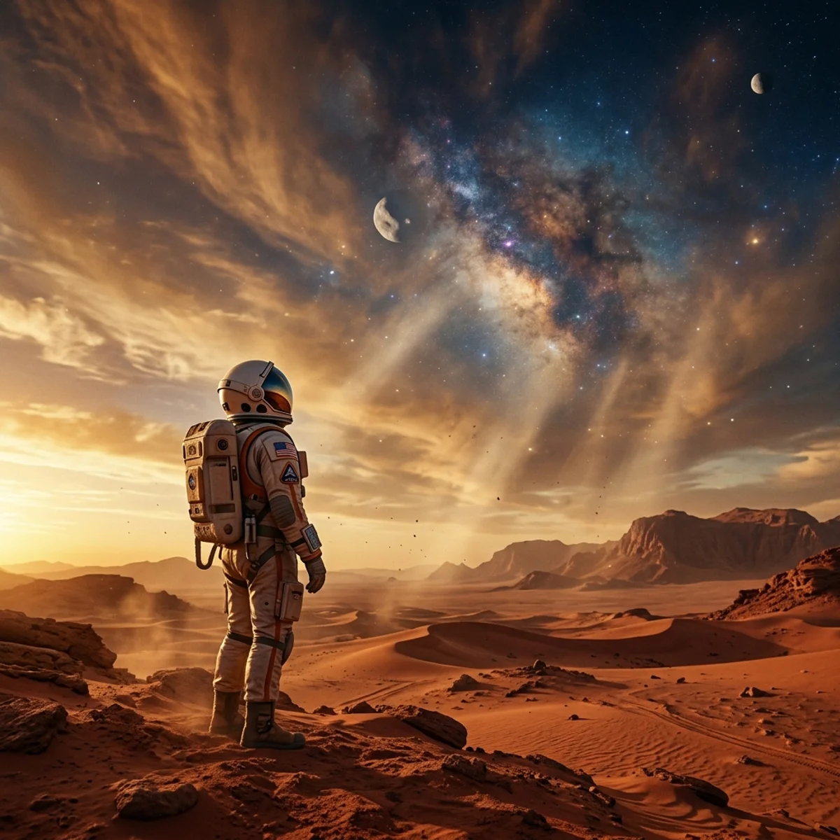 Seedance AI video generator interface previewing a cinematic AI-generated video of an astronaut exploring the surface of Mars at golden hour — powered by the Seedance multimodal model